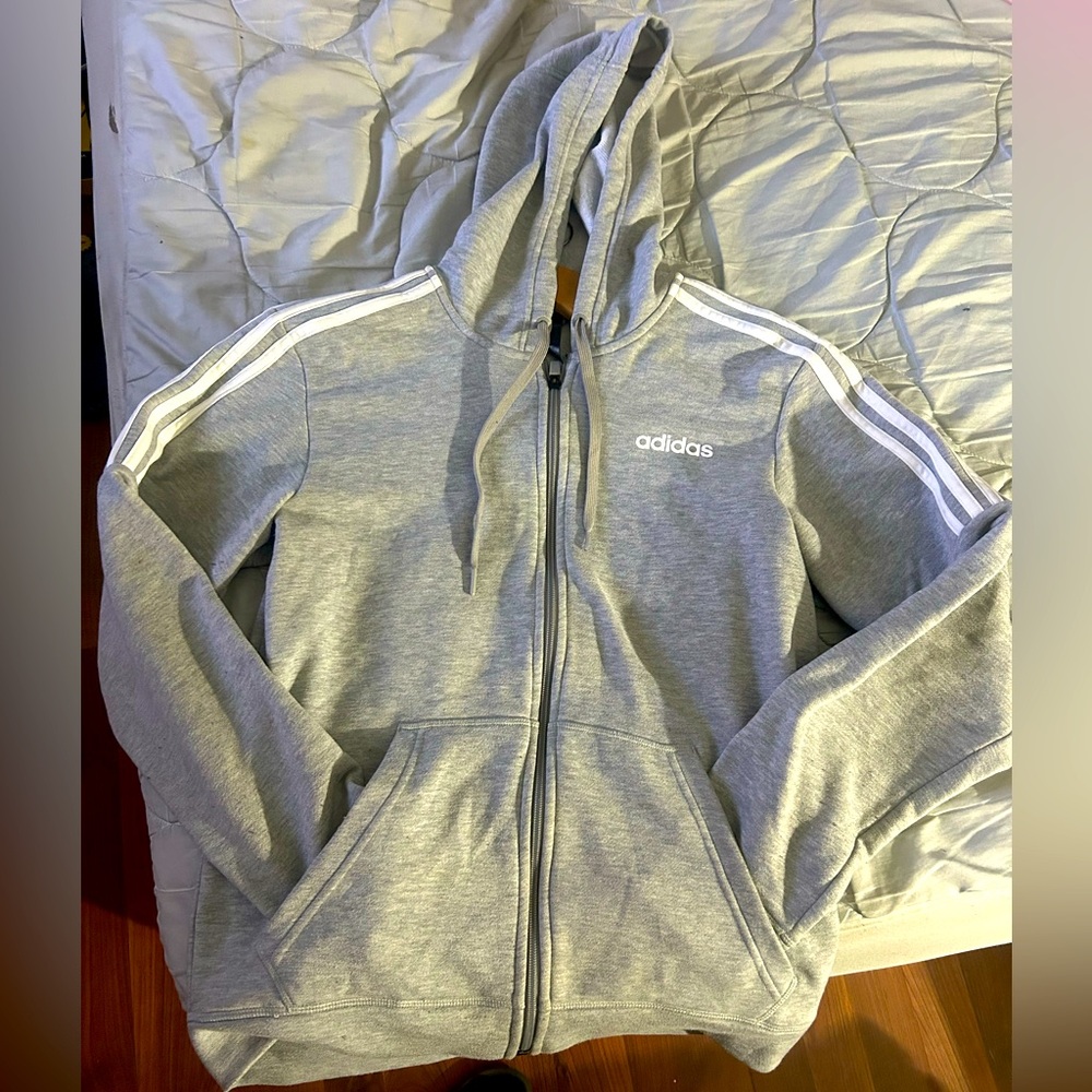 Adidas Gray Zip-Up Hoodie